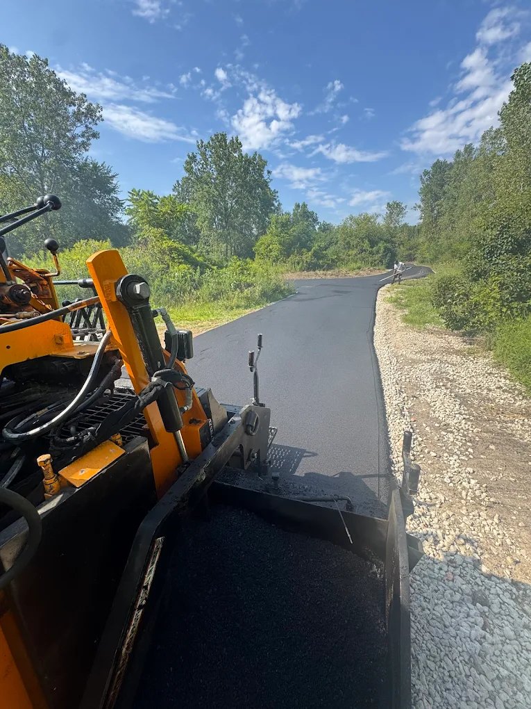 Freshly finished asphalt driveway