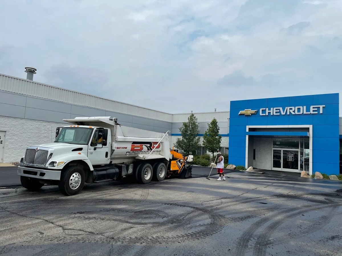 Newly installed commercial parking lot