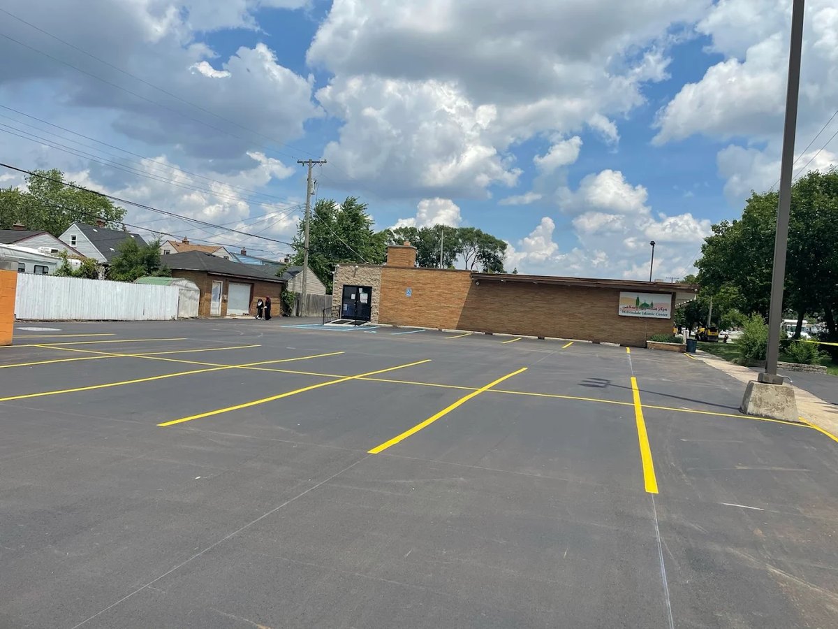 Sealed parking lot with fresh line striping